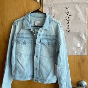 Rachel Parcell Distressed Light Denim Jacket